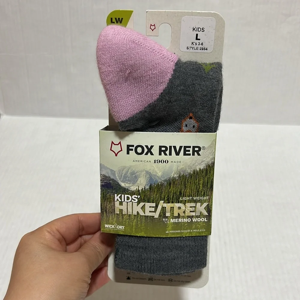 💗NWT Fox River Kid's Robin Hood Lightweight Crew Hiking Sock Merino Wool-Size L